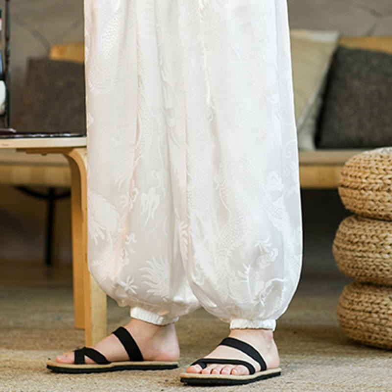 Pantalones bombachos holgados con estampado de dragón y Buddha Stones para hombre con bolsillos - image 13