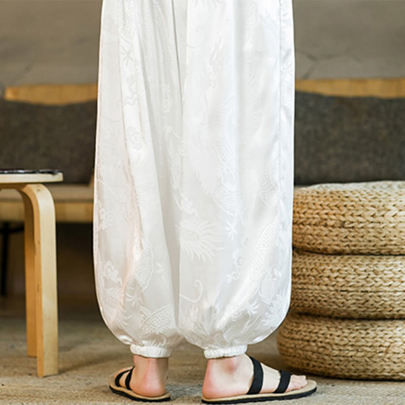 Pantalones bombachos holgados con estampado de dragón y Buddha Stones para hombre con bolsillos - image 14