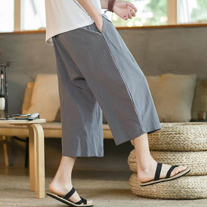 Pantalones de hombre de pierna ancha, de largo medio, con bolsillos, color liso y Buddha Stones. - image 27