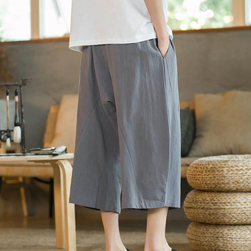 Pantalones de hombre de pierna ancha, de largo medio, con bolsillos, color liso y Buddha Stones. - image 29