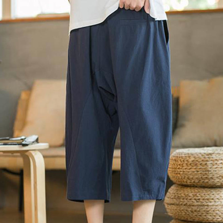 Pantalones de hombre de pierna ancha, de largo medio, con bolsillos, color liso y Buddha Stones. - image 12