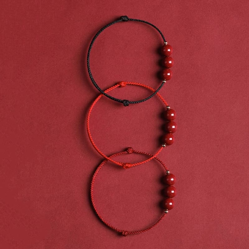Pulsera tobillera con cuentas de cinabrio de la suerte naturales con Buddha Stones
