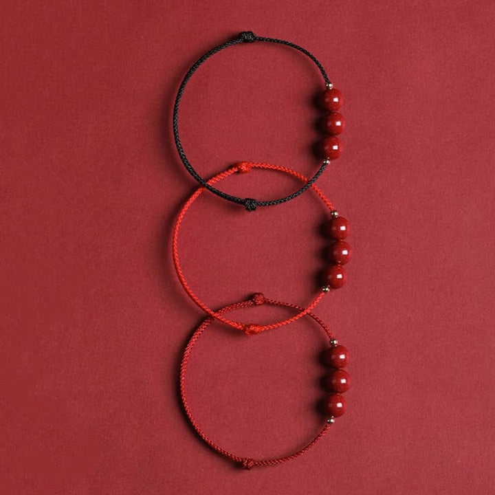 Pulsera tobillera con cuentas de cinabrio de la suerte naturales con Buddha Stones