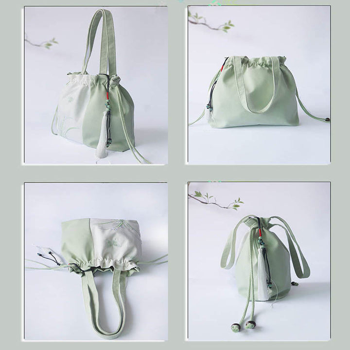 Buddha Stones, bordado, flores de hierba, flor de cerezo, bolso bandolera, bolso de mano - image 5