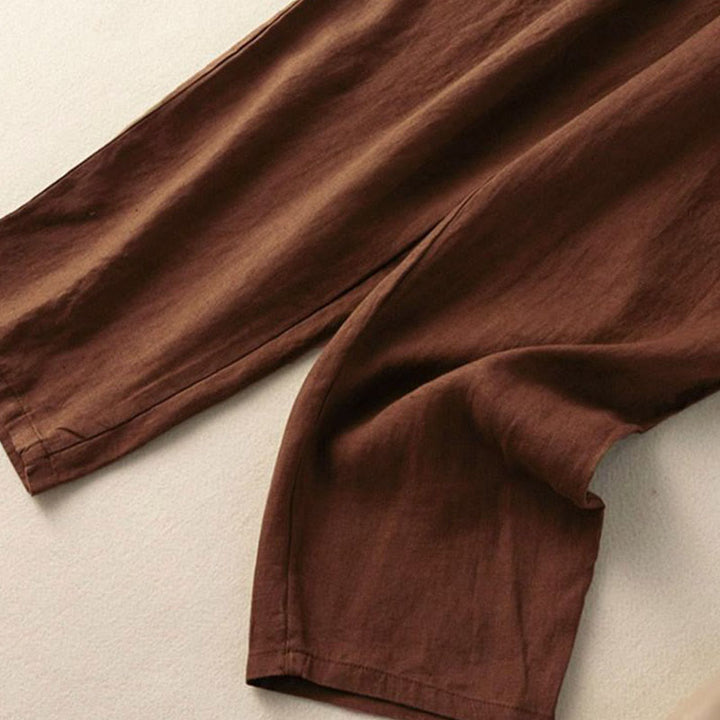 Pantalones capri estilo harén con cintura elástica y bordado vintage de Buddha Stones y bolsillos - image 11