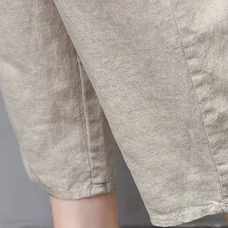 Pantalones capri estilo harén con cintura elástica y bordado vintage de Buddha Stones y bolsillos - image 19