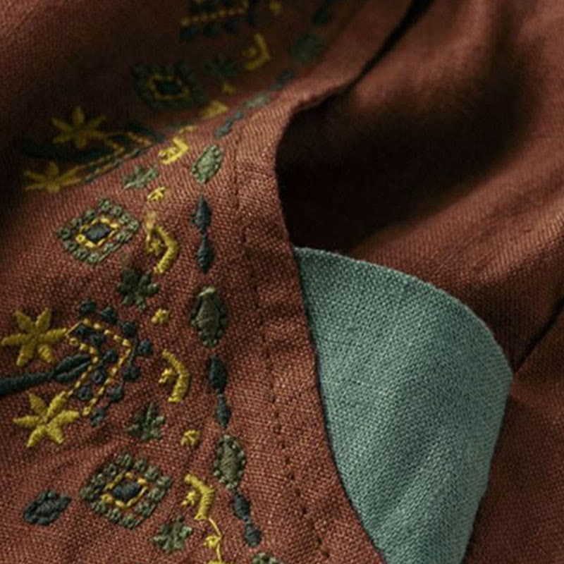 Pantalones capri estilo harén con cintura elástica y bordado vintage de Buddha Stones y bolsillos - image 10