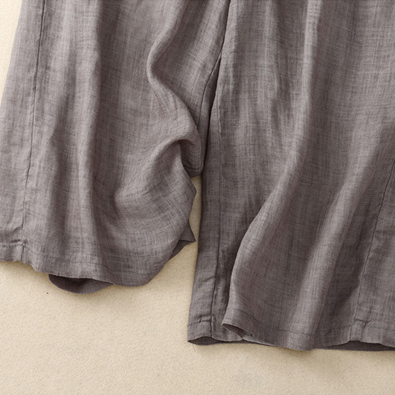 Pantalones de pernera ancha con cordón y bolsillos de lino y algodón con estampado floral de Buddha Stones - image 9