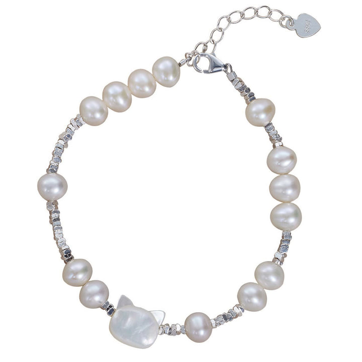Pulsera curativa con cadena de plata y piedra Tridacna con cabeza de gato y Buddha Stones - image 5