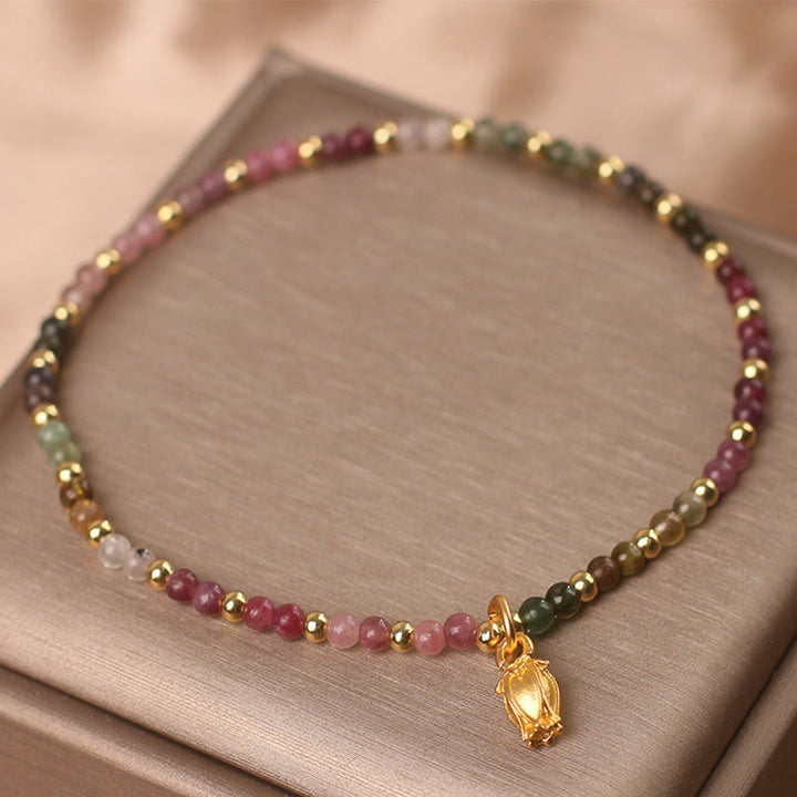 Pulsera Positiva con Flores de Turmalina Coloridas y Buddha Stones