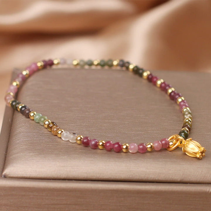 Pulsera Positiva con Flores de Turmalina Coloridas y Buddha Stones