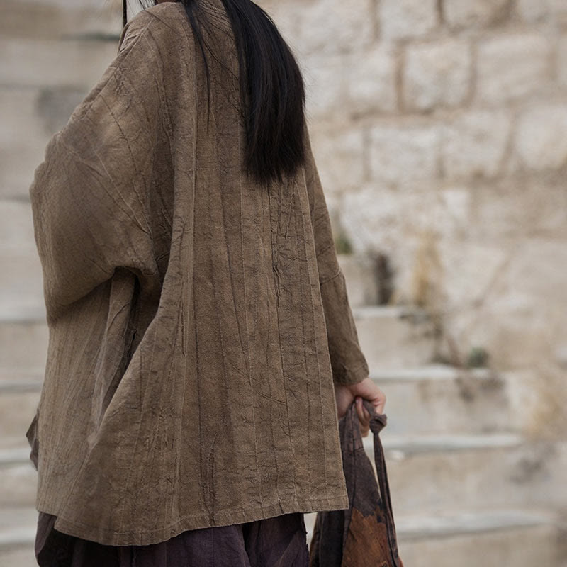 Abrigo con diseño de cordones y teñido anudado con Buddha Stones , chaqueta con parte delantera abierta para meditación Zen - image 2