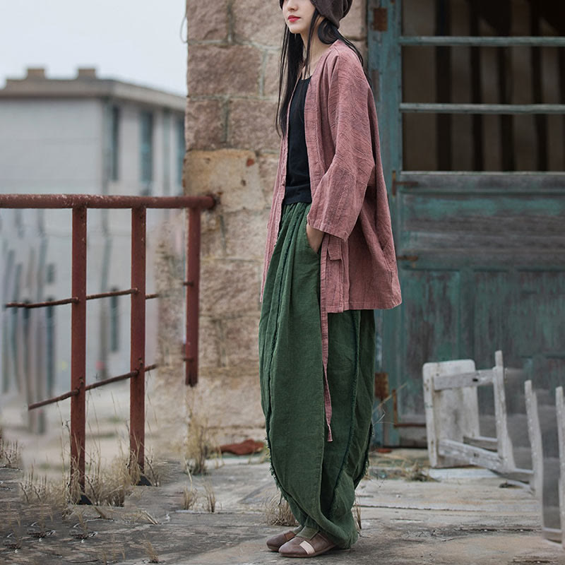 Abrigo con diseño de cordones y teñido anudado con Buddha Stones , chaqueta con parte delantera abierta para meditación Zen