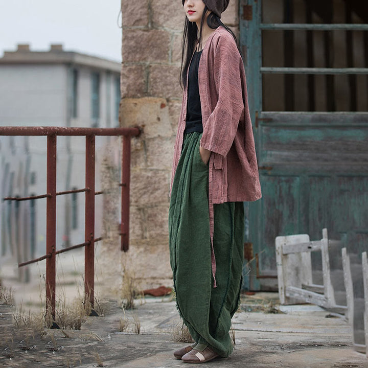 Abrigo con diseño de cordones y teñido anudado con Buddha Stones , chaqueta con parte delantera abierta para meditación Zen