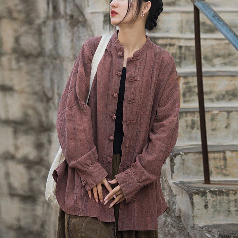 Chaqueta con frente abierto de meditación Zen de manga larga con botón de rana y teñido anudado de Buddha Stones