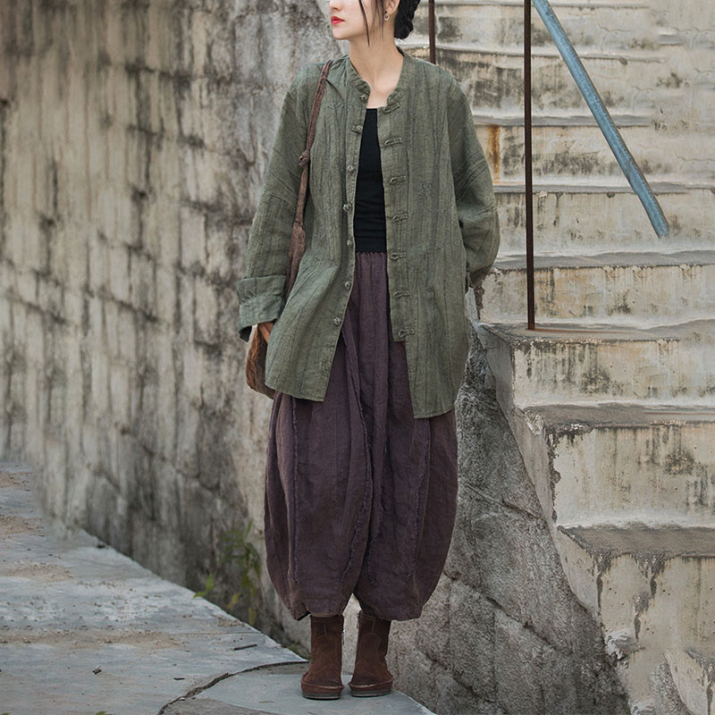 Chaqueta con frente abierto de meditación Zen de manga larga con botón de rana y teñido anudado de Buddha Stones