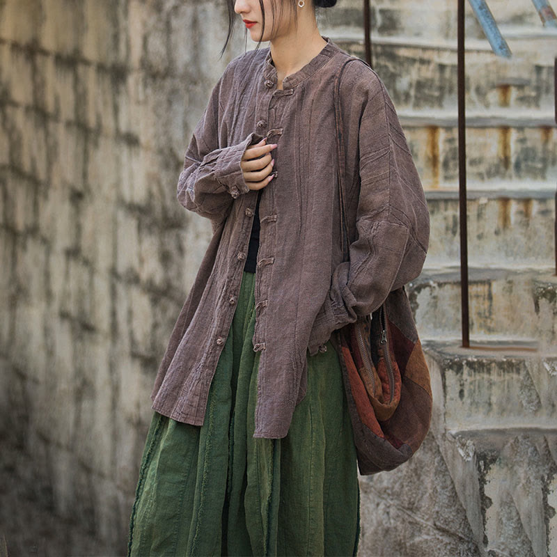 Chaqueta con frente abierto de meditación Zen de manga larga con botón de rana y teñido anudado de Buddha Stones