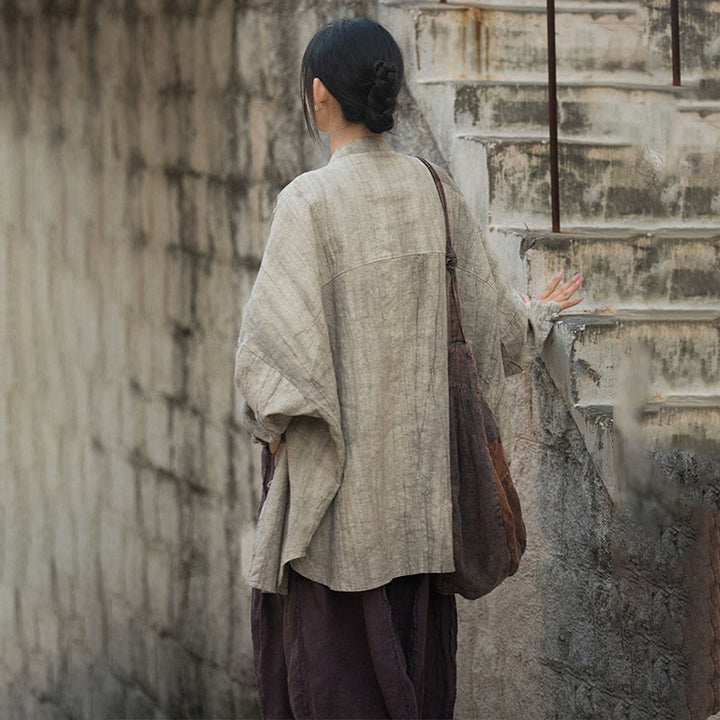 Chaqueta con frente abierto de meditación Zen de manga larga con botón de rana y teñido anudado de Buddha Stones - image 10
