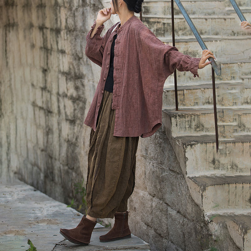 Chaqueta con frente abierto de meditación Zen de manga larga con botón de rana y teñido anudado de Buddha Stones