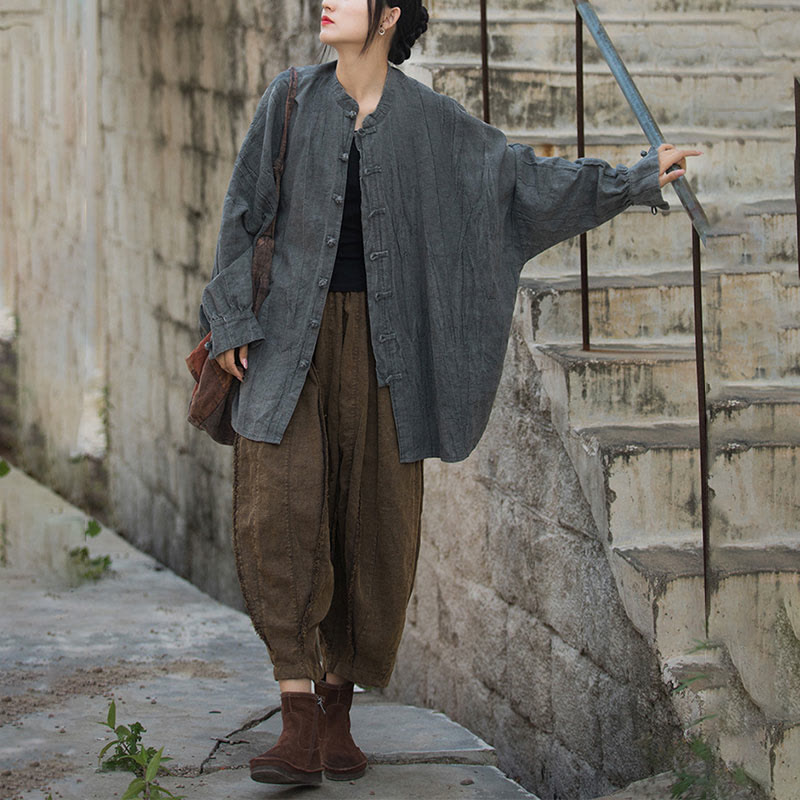 Chaqueta con frente abierto de meditación Zen de manga larga con botón de rana y teñido anudado de Buddha Stones - image 35