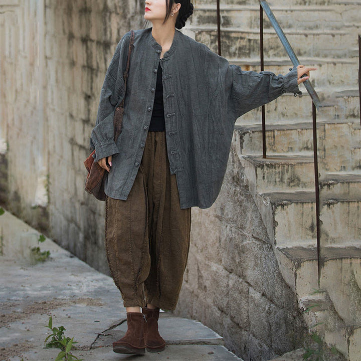 Chaqueta con frente abierto de meditación Zen de manga larga con botón de rana y teñido anudado de Buddha Stones - image 35