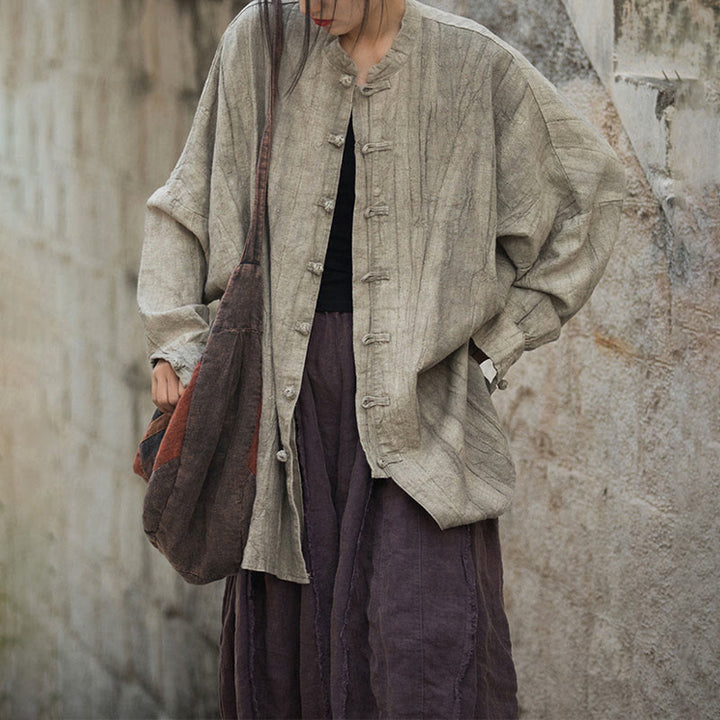 Chaqueta con frente abierto de meditación Zen de manga larga con botón de rana y teñido anudado de Buddha Stones