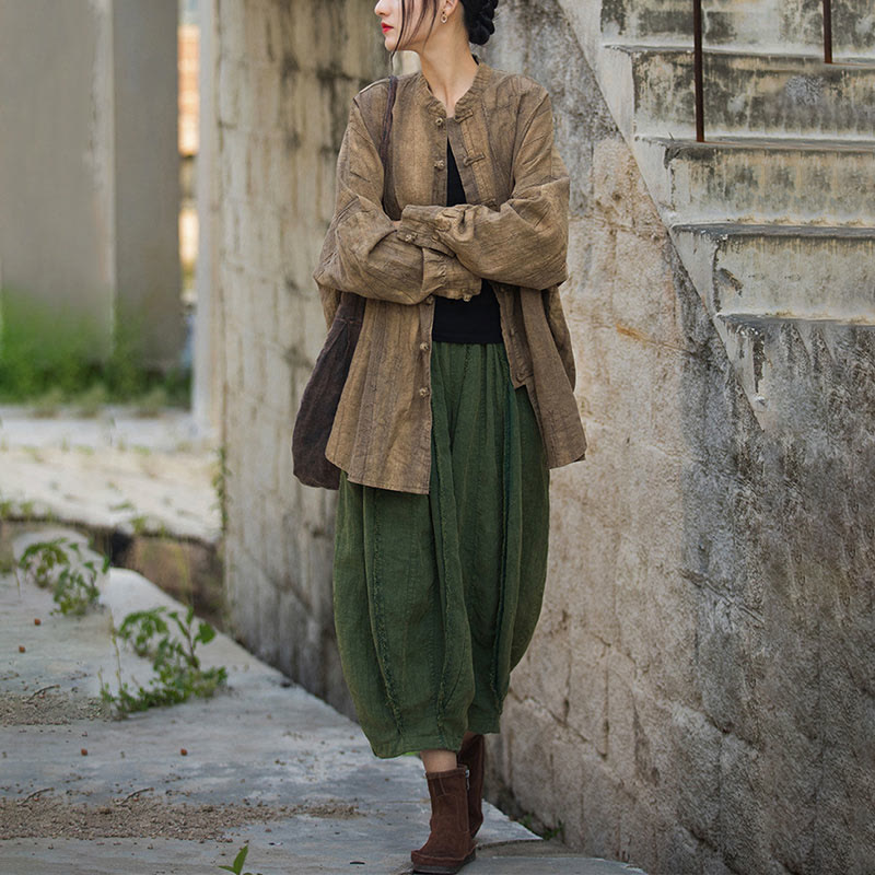 Chaqueta con frente abierto de meditación Zen de manga larga con botón de rana y teñido anudado de Buddha Stones - image 3