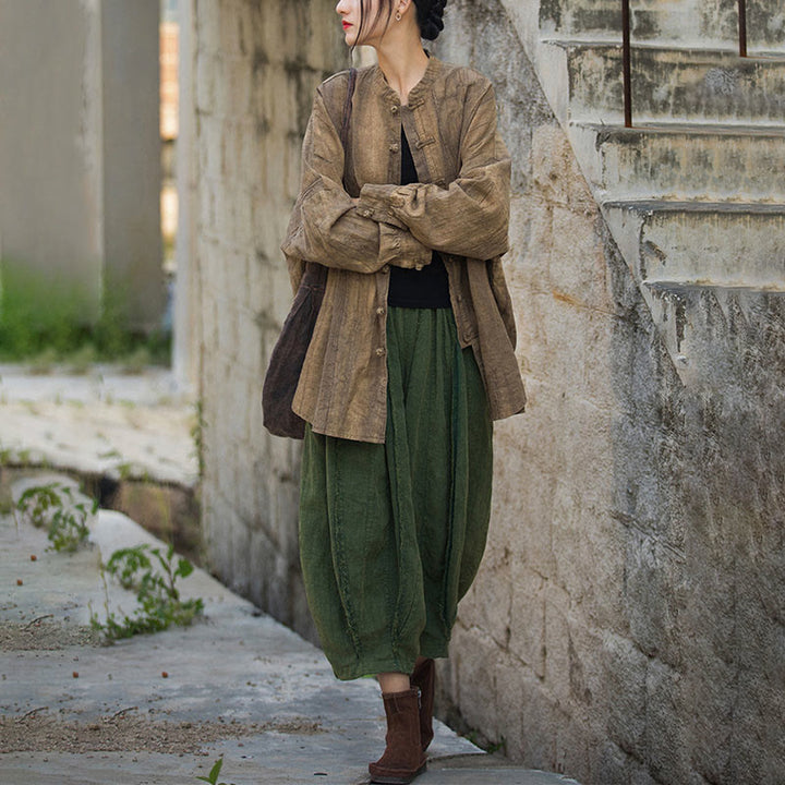 Chaqueta con frente abierto de meditación Zen de manga larga con botón de rana y teñido anudado de Buddha Stones