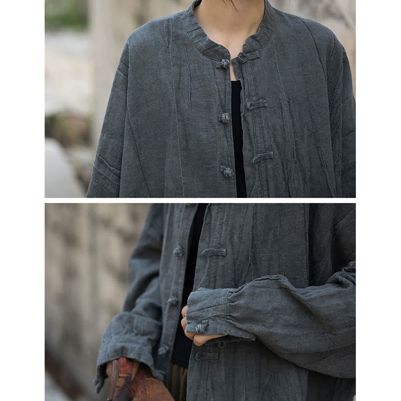 Chaqueta con frente abierto de meditación Zen de manga larga con botón de rana y teñido anudado de Buddha Stones - image 36