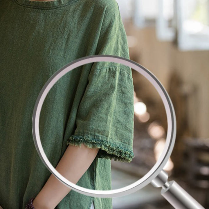 Vestido de longitud media con Buddha Stones Top de lino de ramio con media manga y dobladillo dividido - image 14