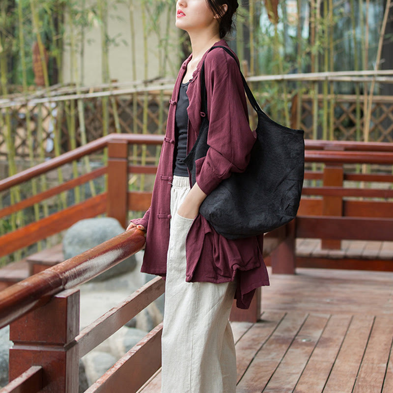 Chaqueta frontal abierta de meditación Zen de manga larga con botones de rana y bolsillos de Buddha Stones - image 11