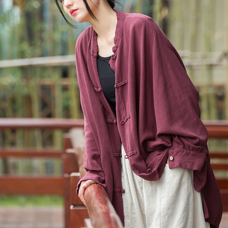 Chaqueta frontal abierta de meditación Zen de manga larga con botones de rana y bolsillos de Buddha Stones - image 4