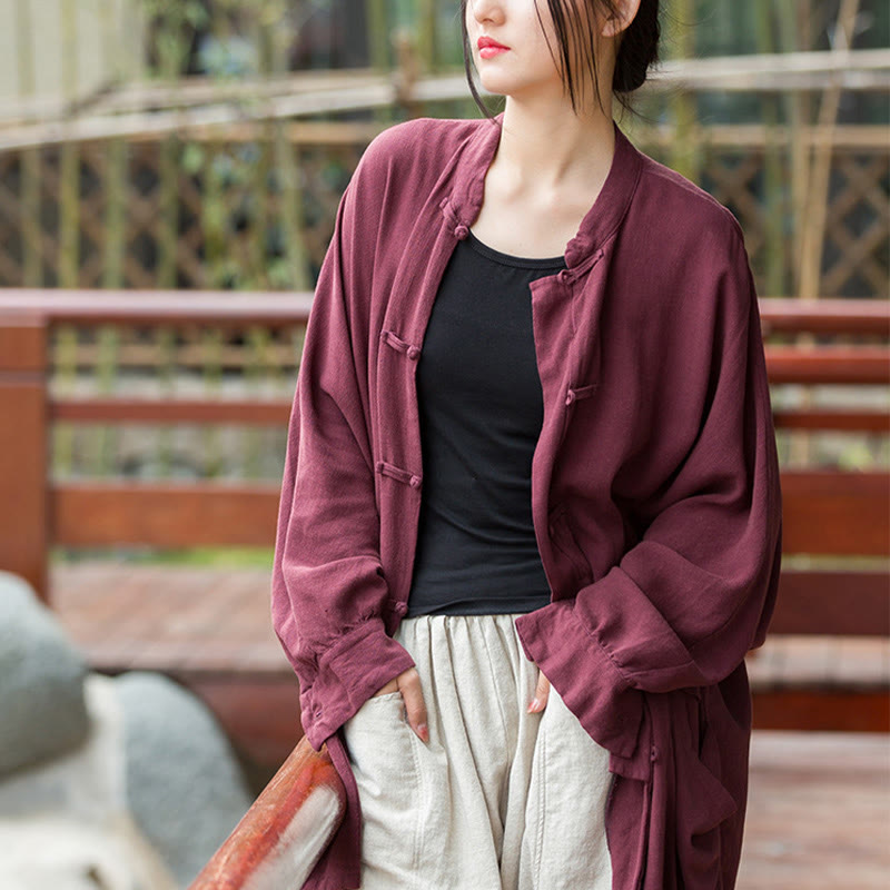 Chaqueta frontal abierta de meditación Zen de manga larga con botones de rana y bolsillos de Buddha Stones - image 6