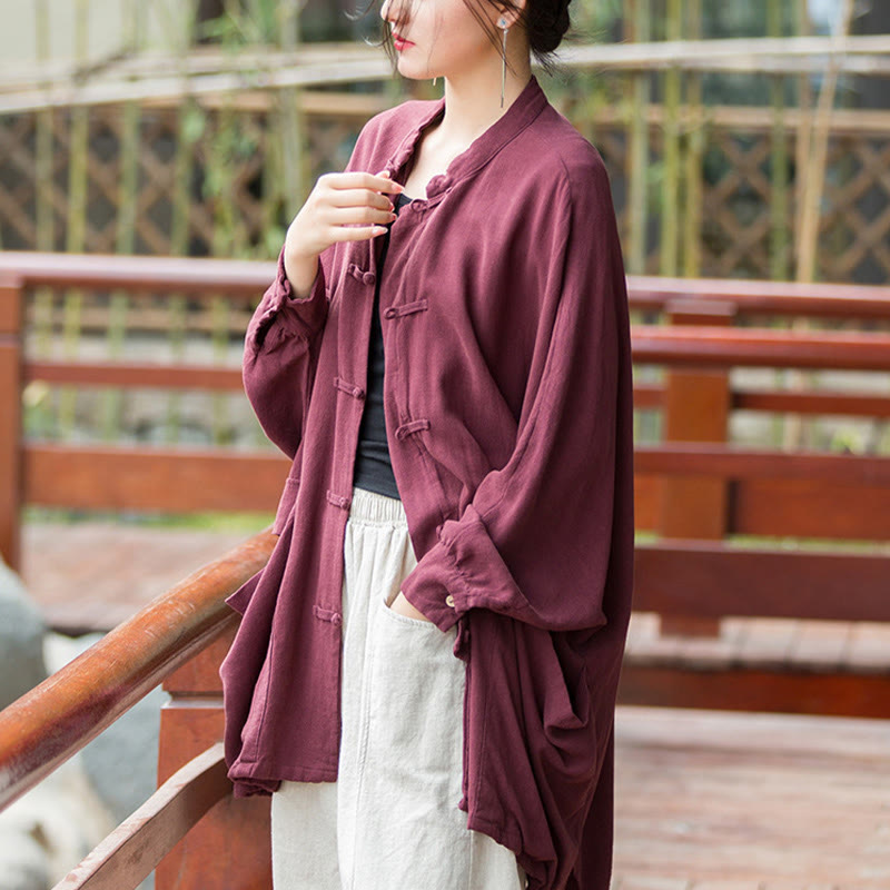 Chaqueta frontal abierta de meditación Zen de manga larga con botones de rana y bolsillos de Buddha Stones - image 4