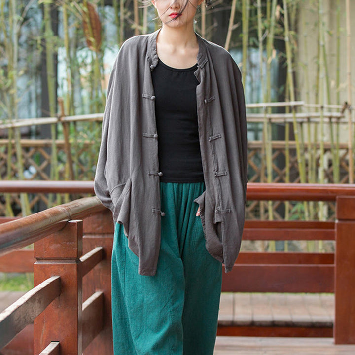 Chaqueta frontal abierta de meditación Zen de manga larga con botones de rana y bolsillos de Buddha Stones - image 23