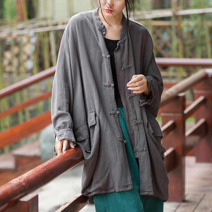 Chaqueta frontal abierta de meditación Zen de manga larga con botones de rana y bolsillos de Buddha Stones - image 15