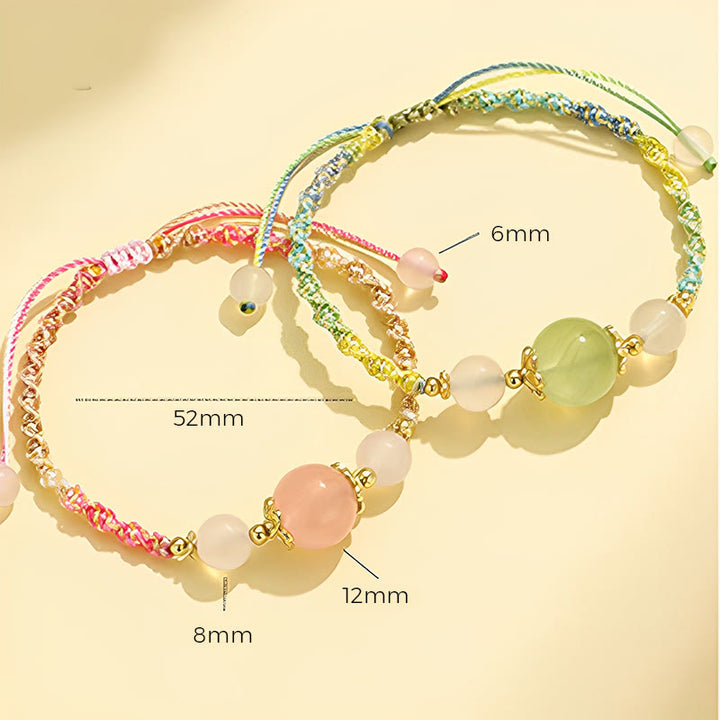 Buddha Stones Pulsera de cuerda curativa con cuentas de ágata blanca, prehnita y cristal rosa de cuarzo fresa - image 16