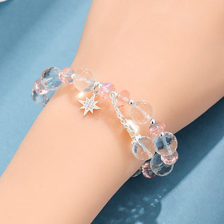 Buddha Stones Pulsera con dije de estrella protectora de cristal blanco y cristal rosa - image 7