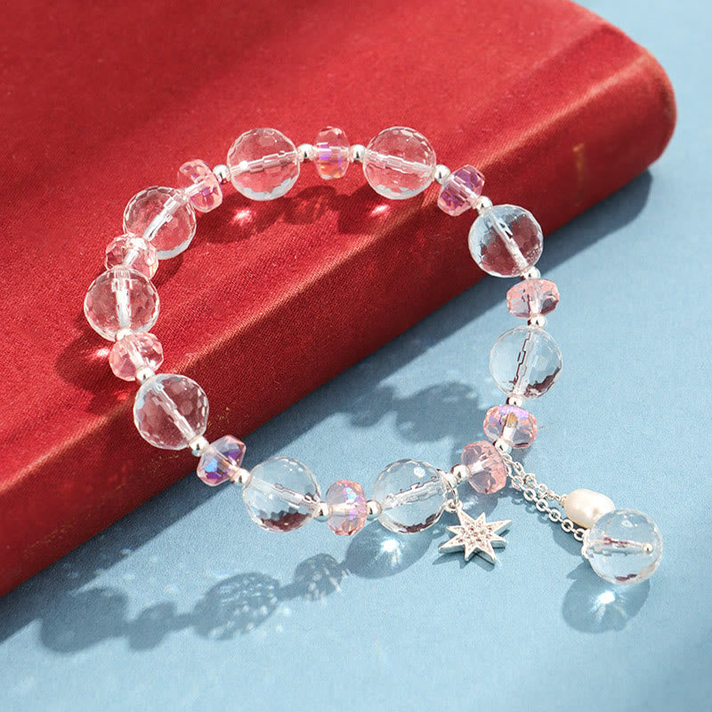 Buddha Stones Pulsera con dije de estrella protectora de cristal blanco y cristal rosa - image 4