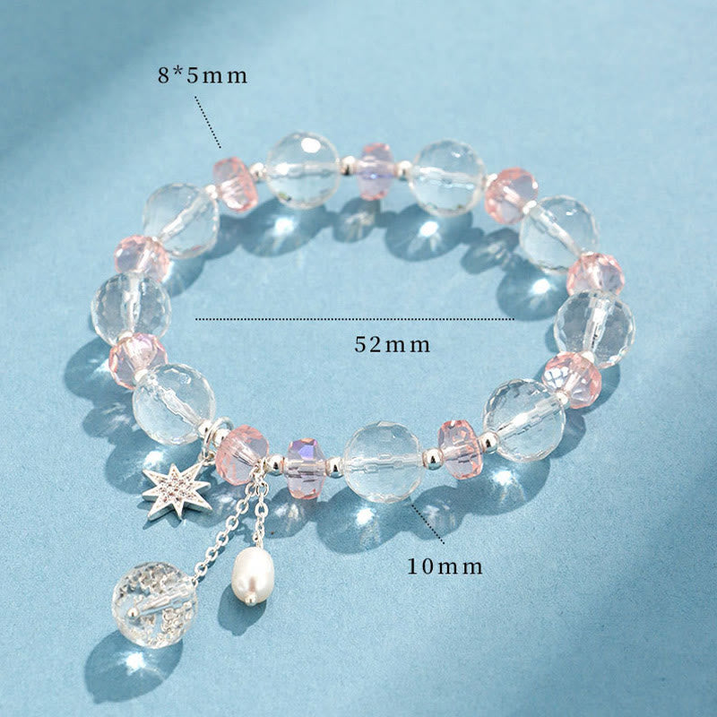 Buddha Stones Pulsera con dije de estrella protectora de cristal blanco y cristal rosa - image 6