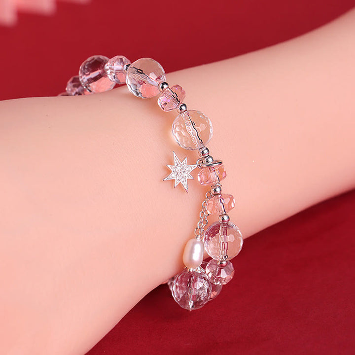 Buddha Stones Pulsera con dije de estrella protectora de cristal blanco y cristal rosa - image 8