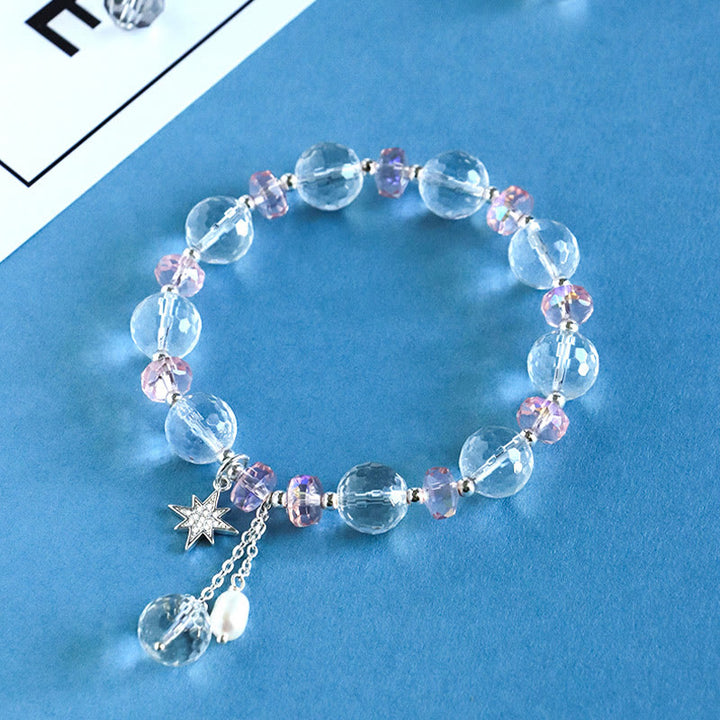 Buddha Stones Pulsera con dije de estrella protectora de cristal blanco y cristal rosa - image 2