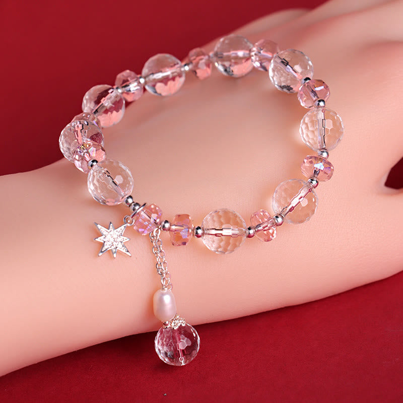 Buddha Stones Pulsera con dije de estrella protectora de cristal blanco y cristal rosa - image 9