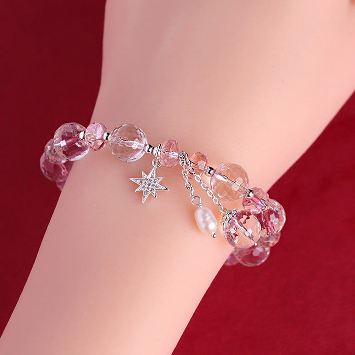 Buddha Stones Pulsera con dije de estrella protectora de cristal blanco y cristal rosa - image 11