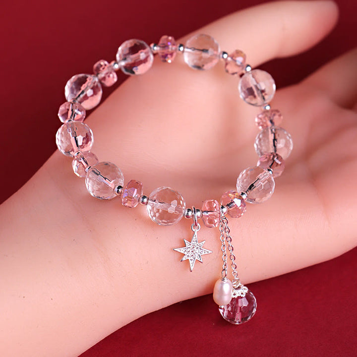 Buddha Stones Pulsera con dije de estrella protectora de cristal blanco y cristal rosa - image 10