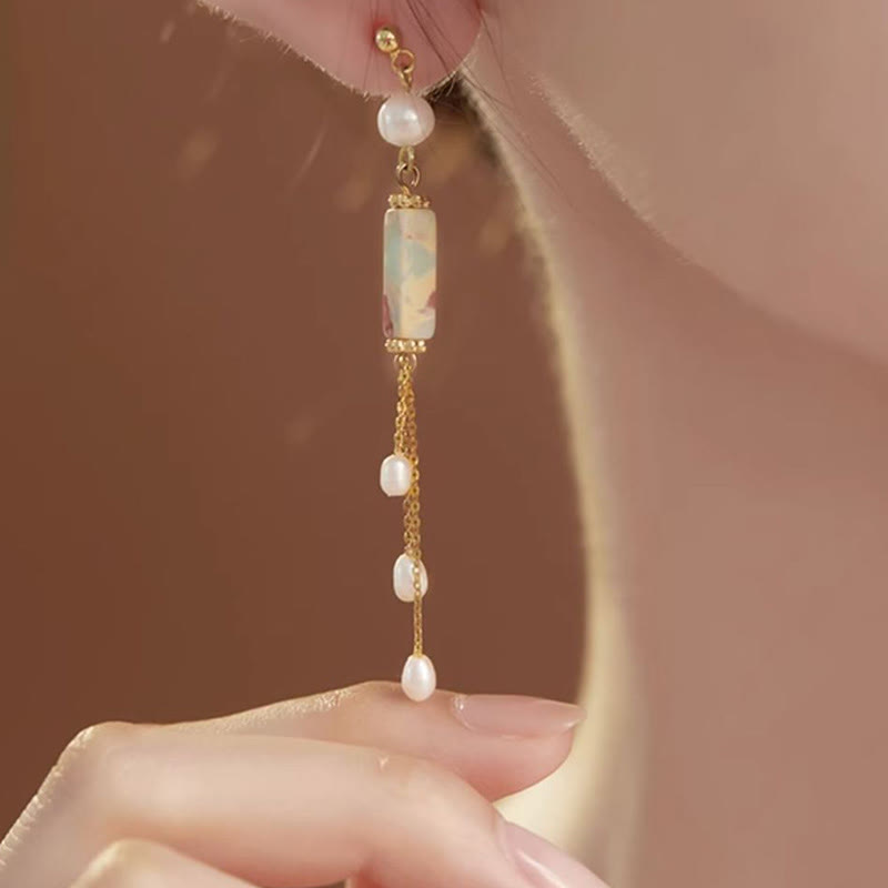 Buddha Stones Pendientes colgantes curativos de plata de ley 925 con piedras de Shoushan y perlas. - image 3