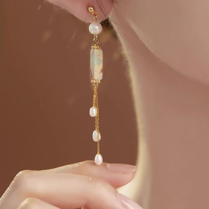 Buddha Stones Pendientes colgantes curativos de plata de ley 925 con piedras de Shoushan y perlas. - image 3