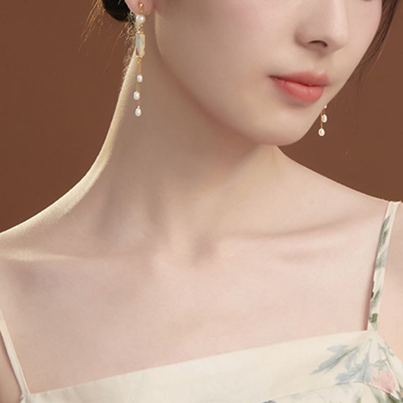 Buddha Stones Pendientes colgantes curativos de plata de ley 925 con piedras de Shoushan y perlas. - image 5