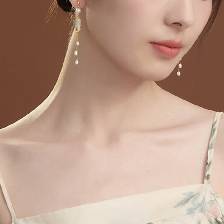 Buddha Stones Pendientes colgantes curativos de plata de ley 925 con piedras de Shoushan y perlas. - image 5