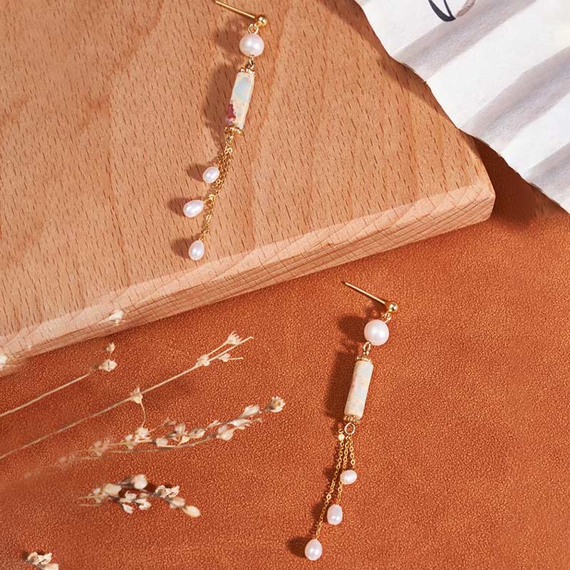 Buddha Stones Pendientes colgantes curativos de plata de ley 925 con piedras de Shoushan y perlas. - image 1